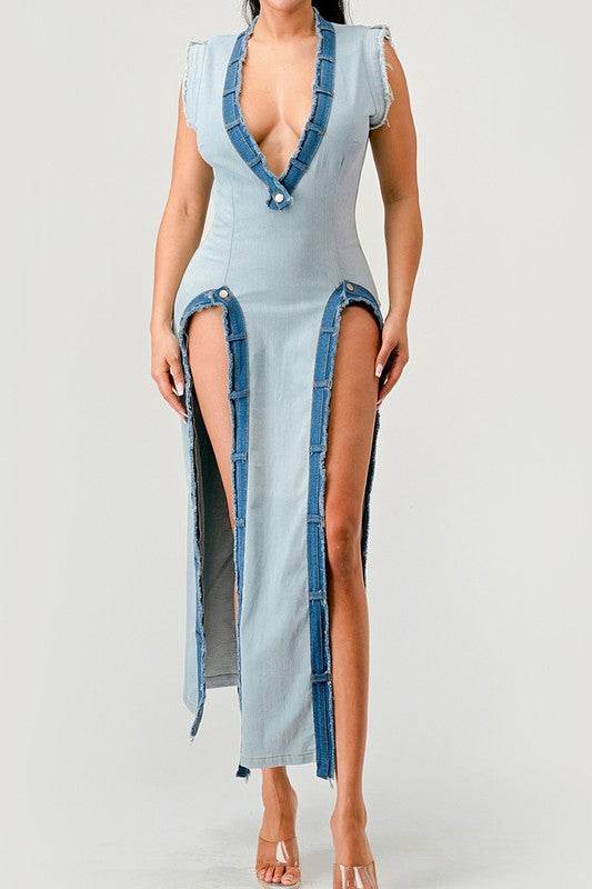 Denim Trip Pullover Dress