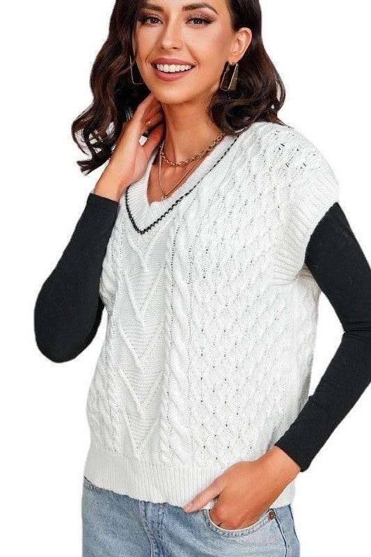 Cropped knit sweater vest