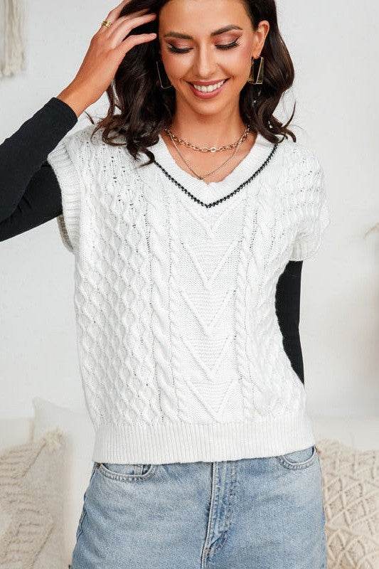 Cropped knit sweater vest