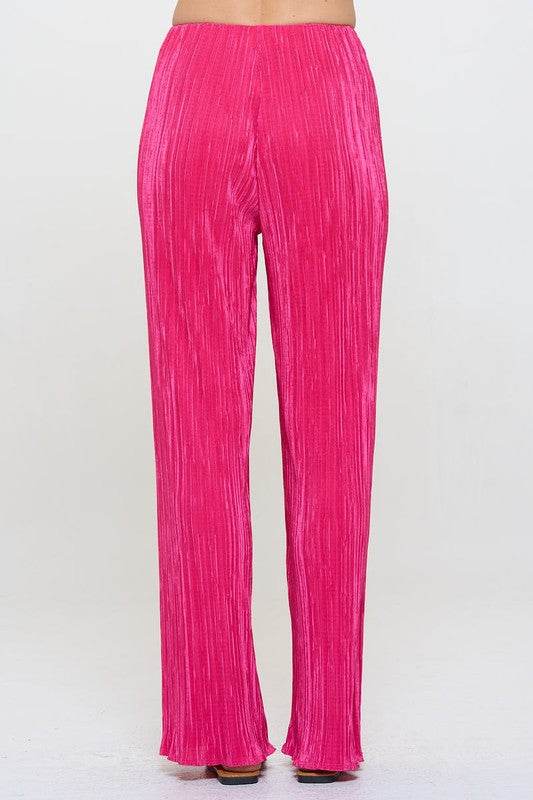 Made in USA Vibrant Plisse Lined Straight Pants