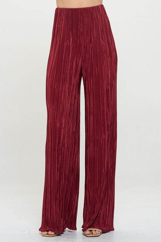 Made in USA Vibrant Plisse Lined Straight Pants