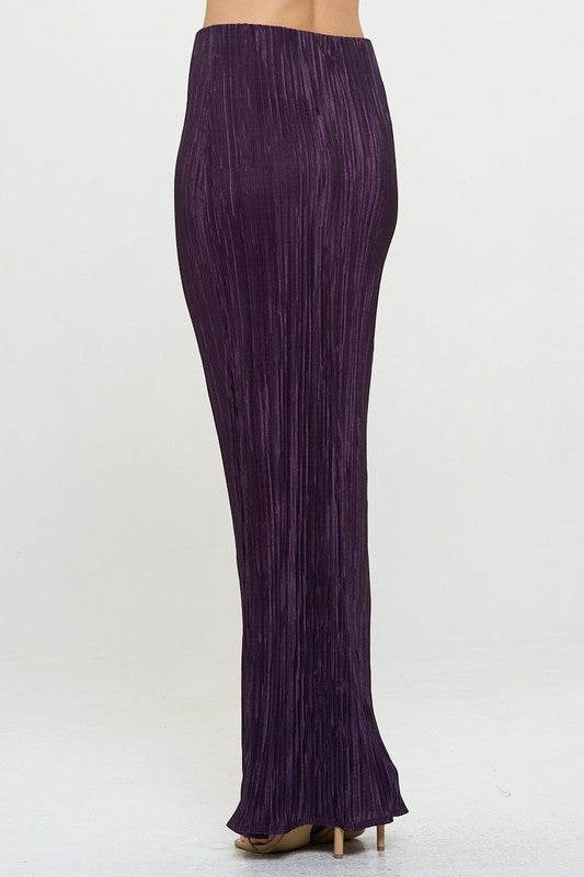 Made in USA Plisse Maxi Skirt with Slit
