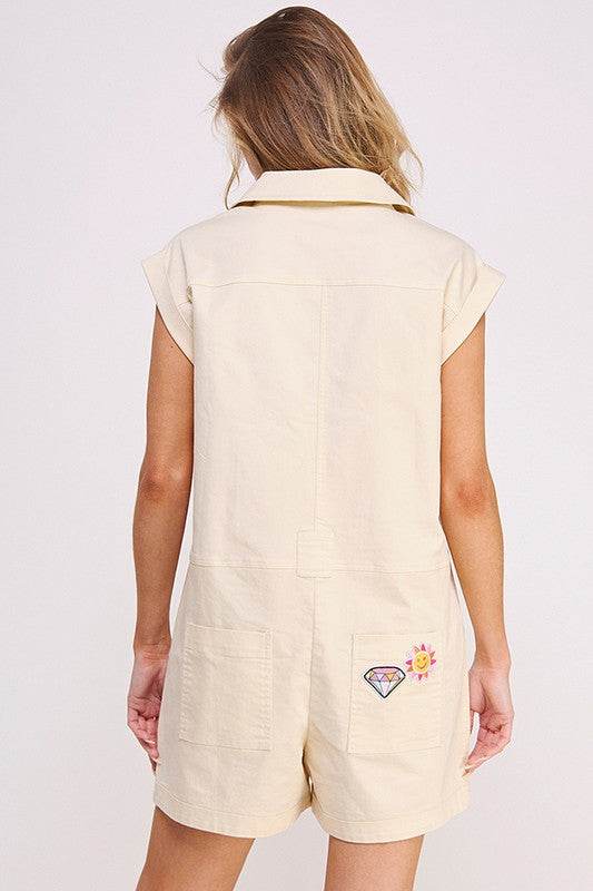 COTTON TWILL UTILITY ROMPER