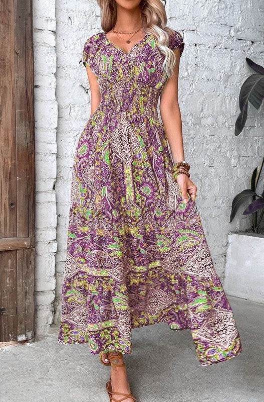 Floral V Neck Dress