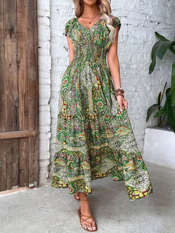 Floral V Neck Dress