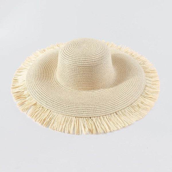 Big sun hat with fringe trim
