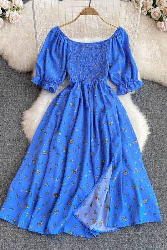 Floral smocked midi dress
