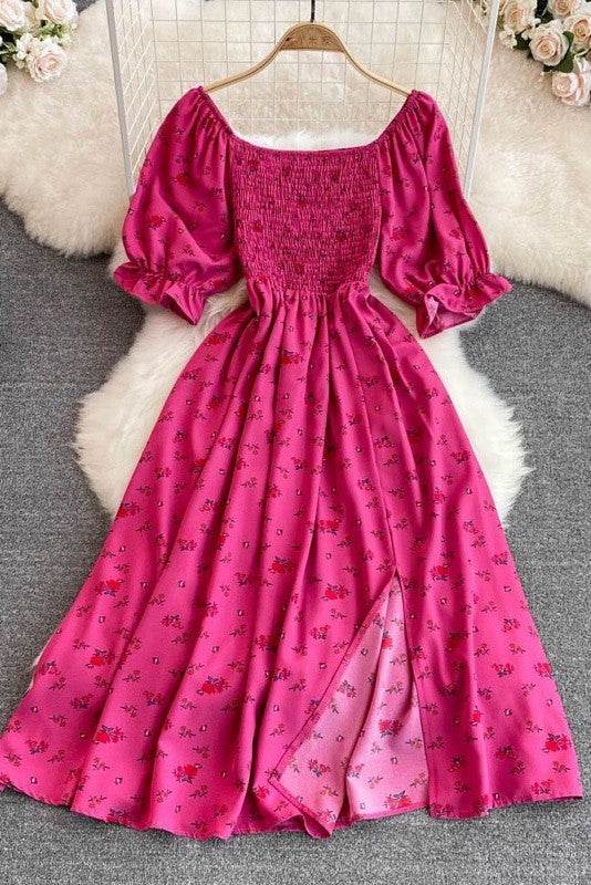 Floral smocked midi dress
