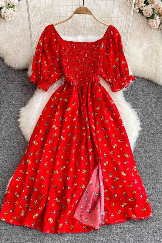Floral smocked midi dress
