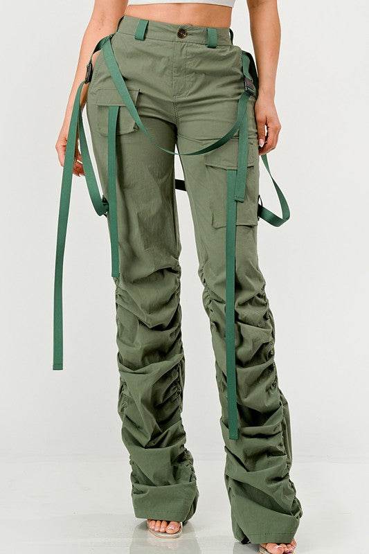 Ruched Utility Elegance Pants