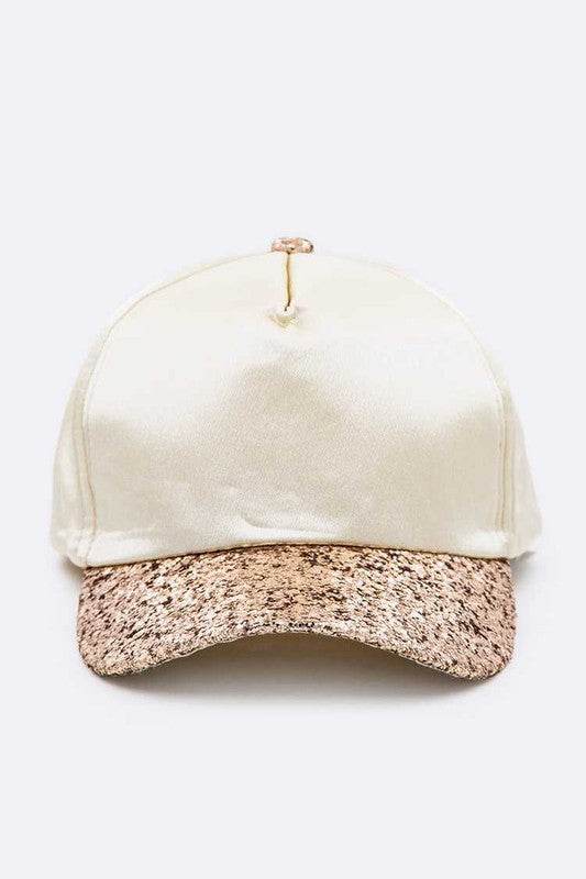 Glitter Brim Satin Cap