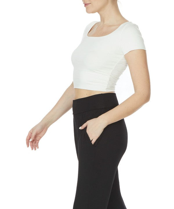 BAMBOO DLUBLE LAYERED CROP CAP SLV