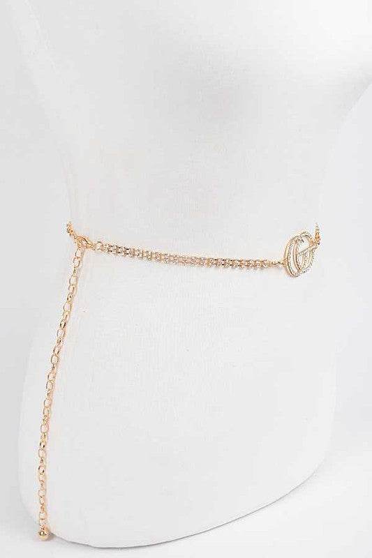 CG Logo Rhinestone Dainty Chain Belt