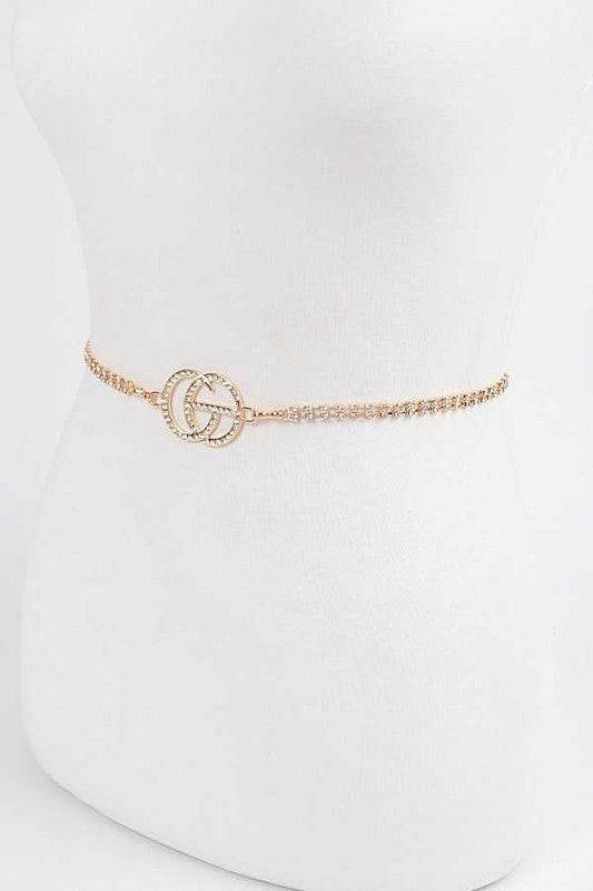 CG Logo Rhinestone Dainty Chain Belt