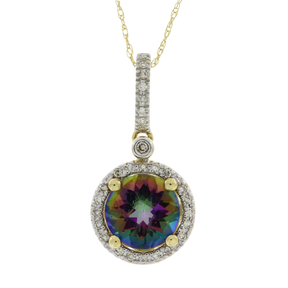 Mystic Fire Topaz Fashion Pendants 14KT Yellow Gold