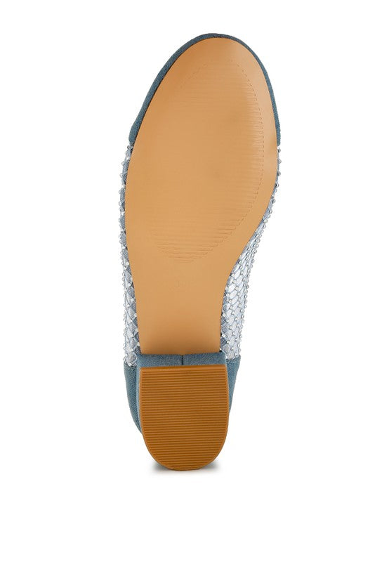 Orami Rhinestone Detail Denim Ballerinas