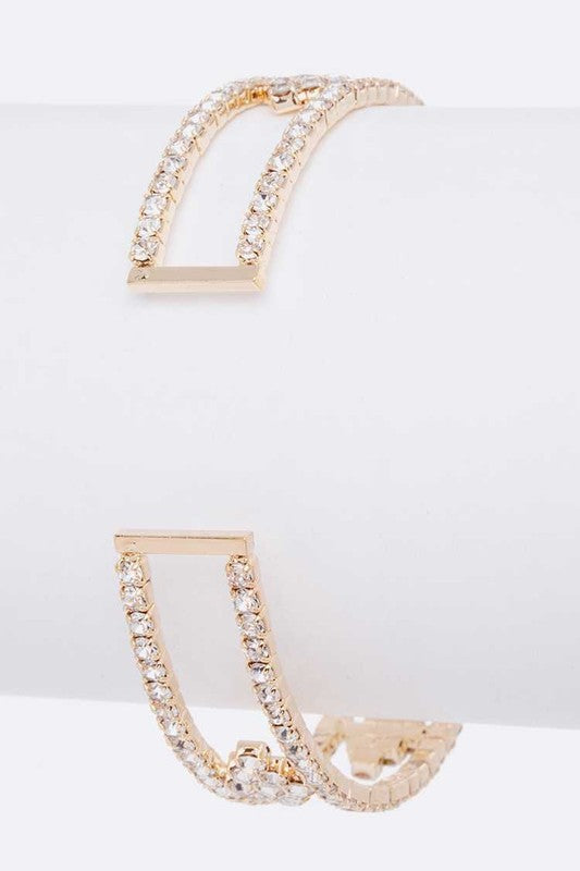 Rhinestone Designed Open Cuff
