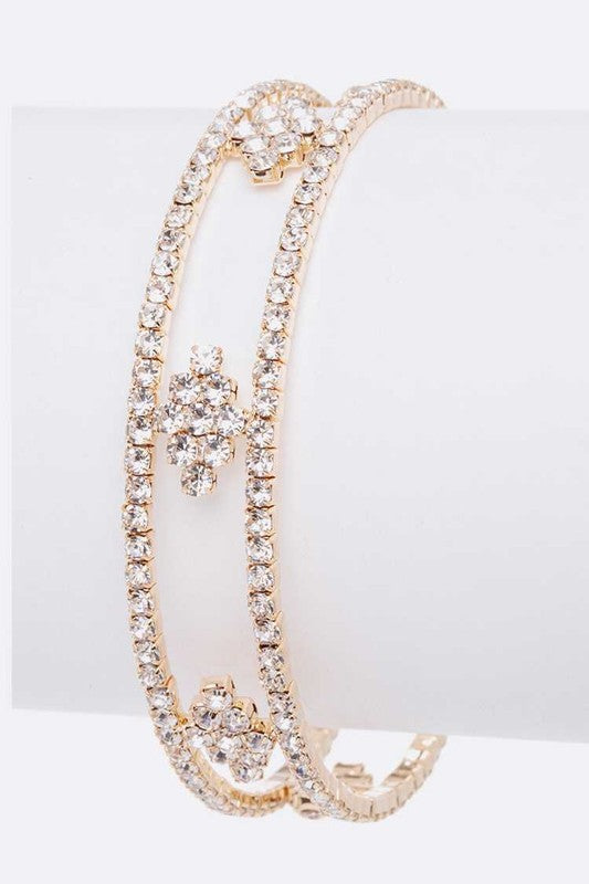Rhinestone Designed Open Cuff
