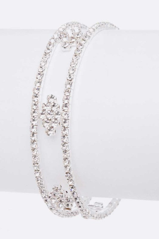 Rhinestone Designed Open Cuff