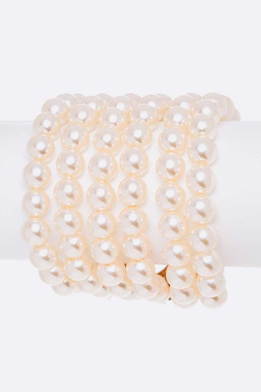 Crystal Flower Pearl Layer Statement Bracelet