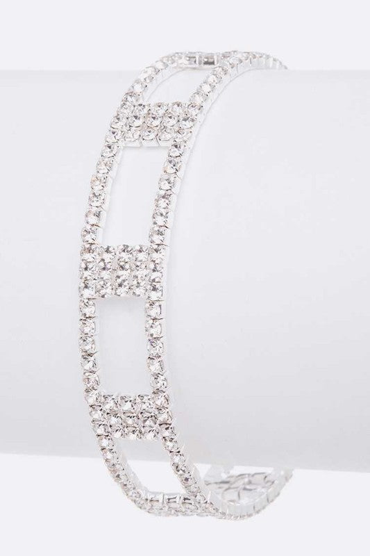 Rhinestone Designed Open Cuff