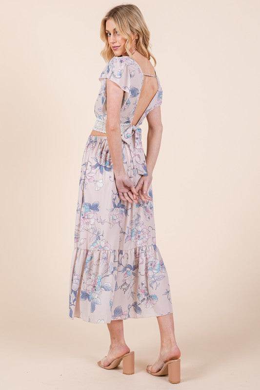 Ruffle Bottom Floral Print Skirt