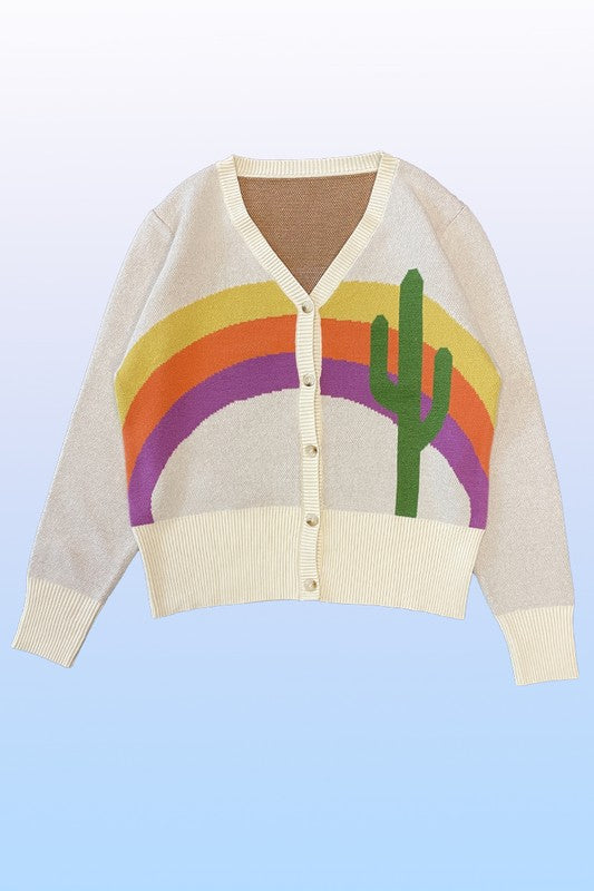 Cactus rainbow knit cardigan