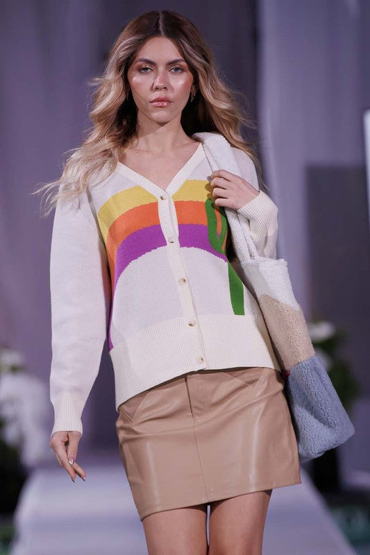 Cactus rainbow knit cardigan