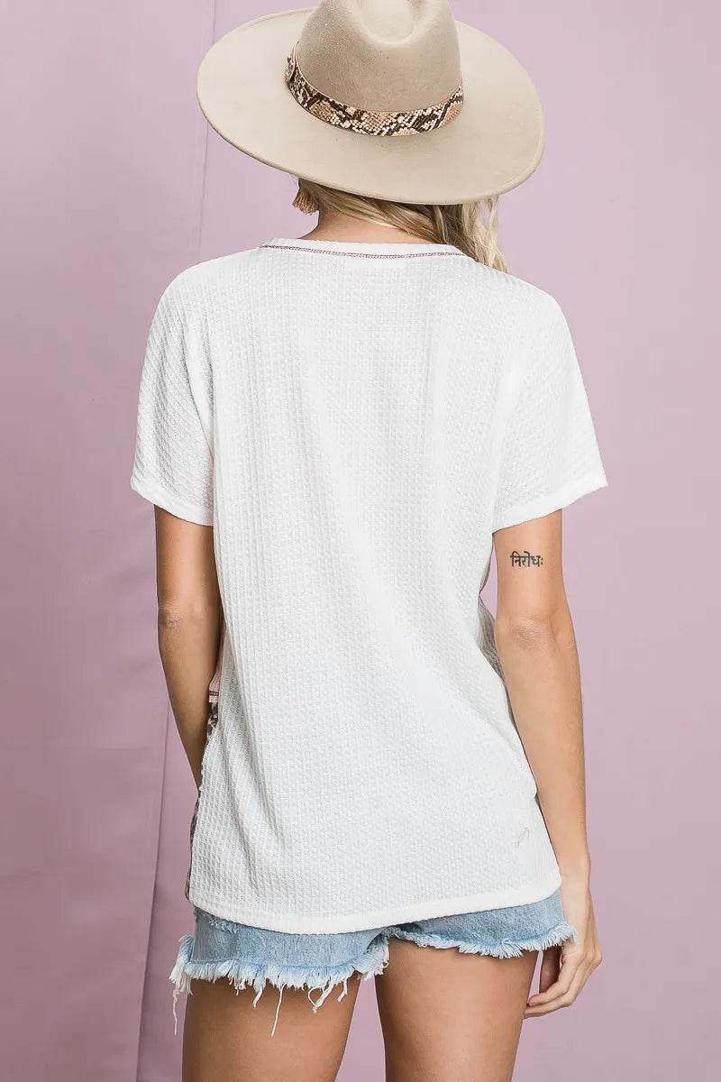 BiBi Colr Block Waffle Knit Top
