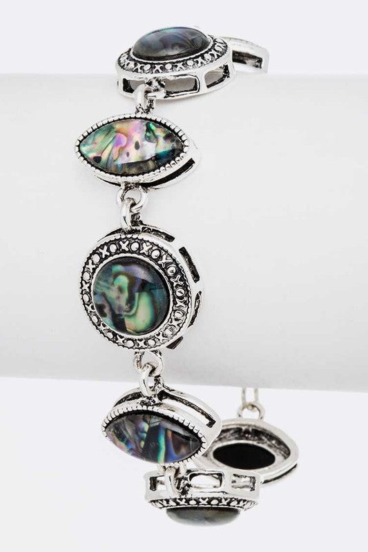 Abalone Vintage Geo Link Station Toggle Bracelet
