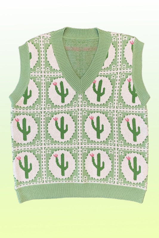 Cactus tiled sweater vest