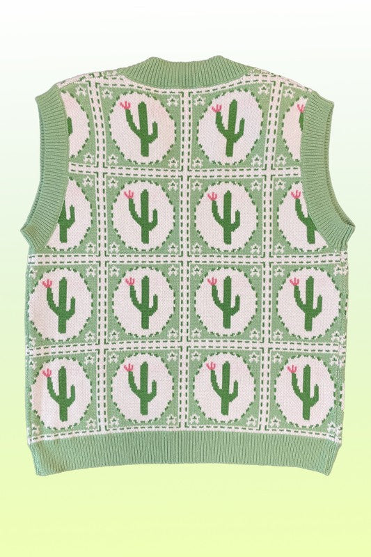 Cactus tiled sweater vest