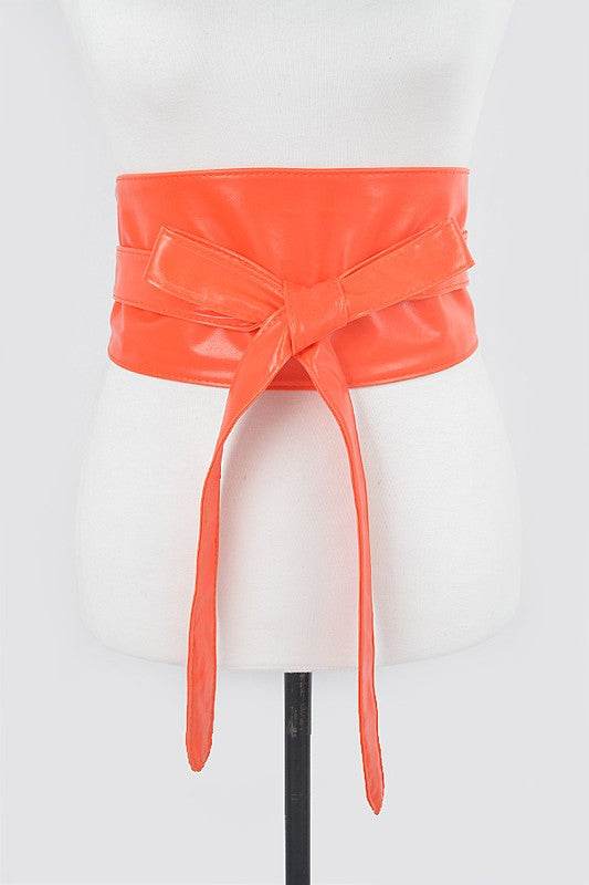 Faux Leather Wrap Around Obi Belt