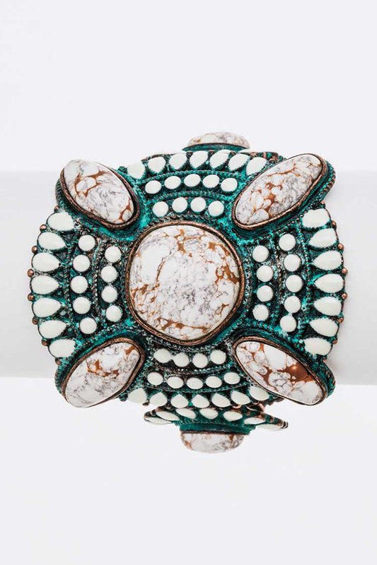Genuine Stone Statement Stretch Bracelet