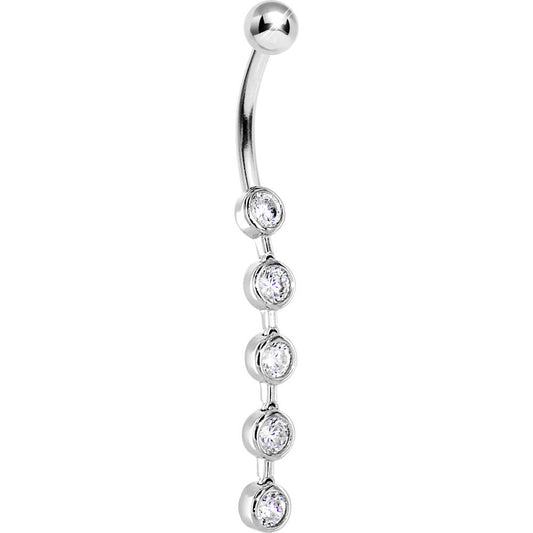 16G Solid 14K White Gold PARAGON Cubic Zirconia Drop Belly Ring