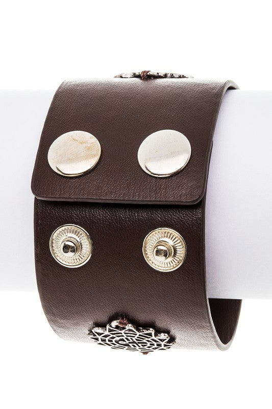 ICONIC SUN EMBLEM LEATHER BRACELET