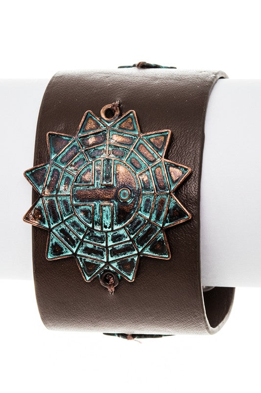 ICONIC SUN EMBLEM LEATHER BRACELET