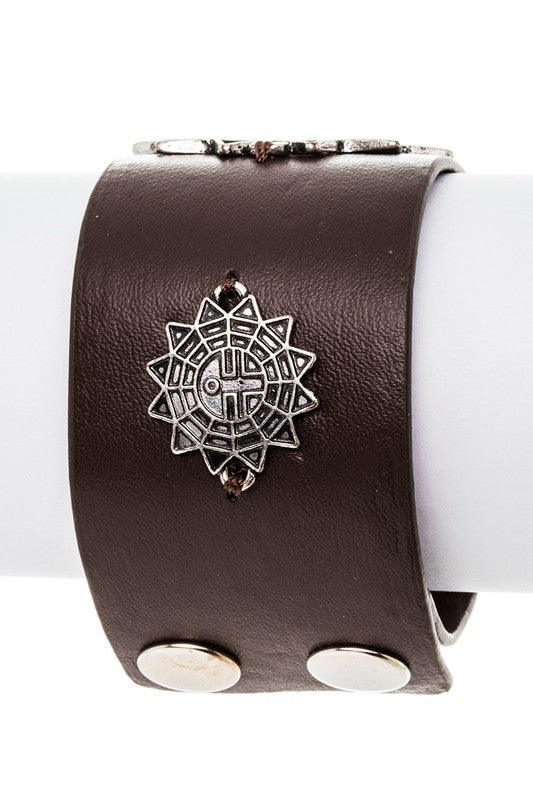 ICONIC SUN EMBLEM LEATHER BRACELET