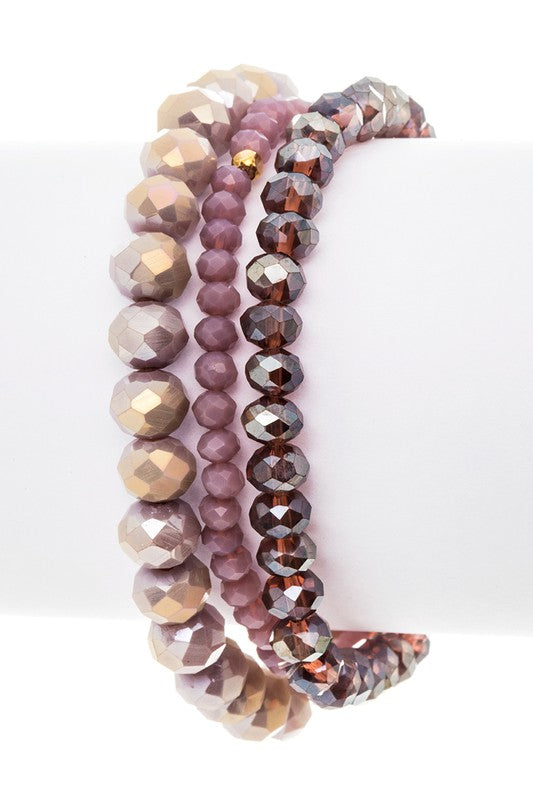 Mix Beads Layered Stretch Bracelet Set