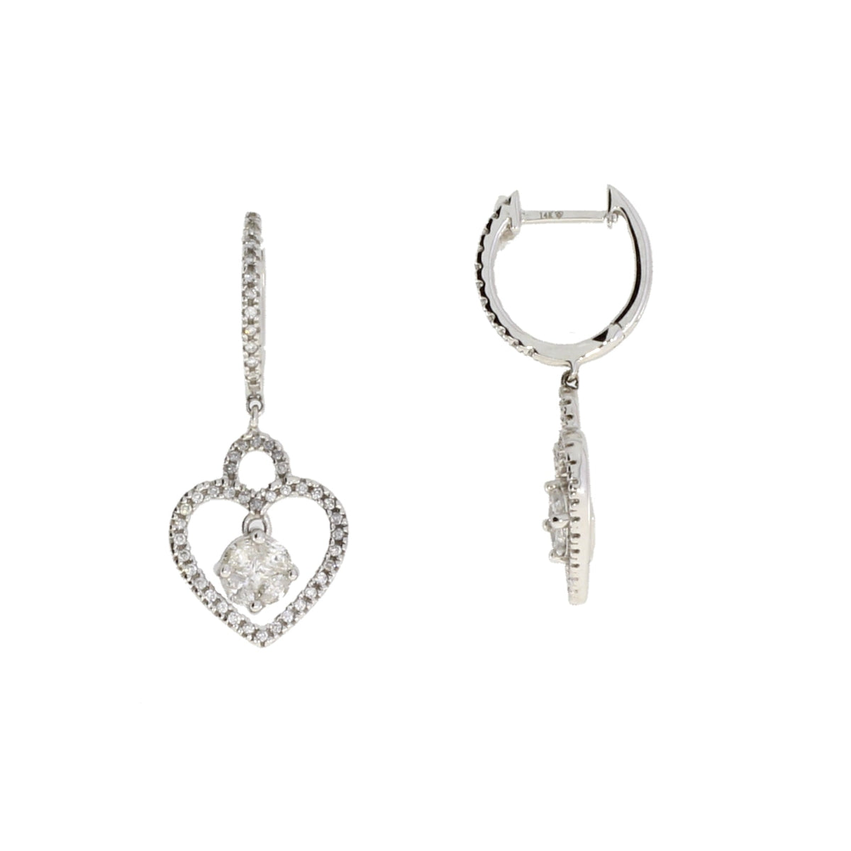 .50ct Diamond Dangle Earrings 14KT White Gold