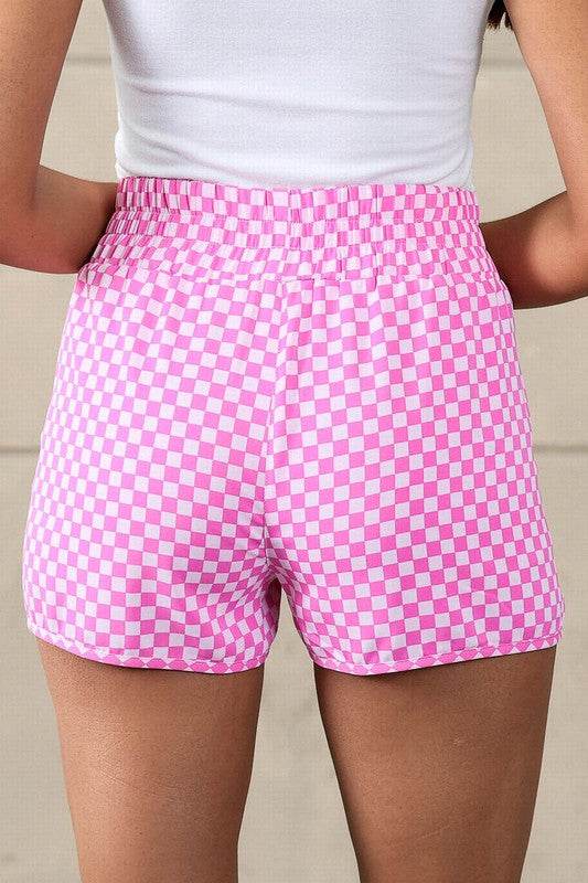 Plaid High Waisted Athletic Shorts