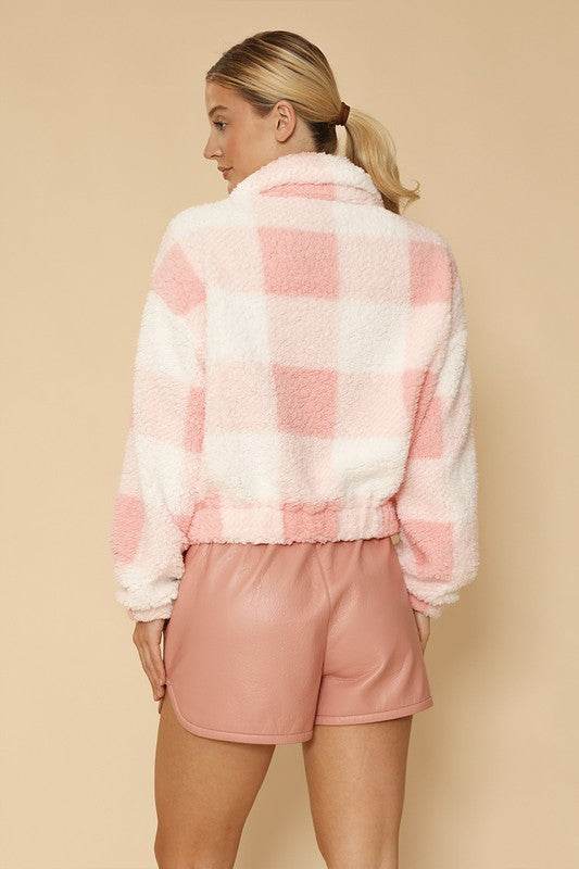 Sherpa bow zip up jacket