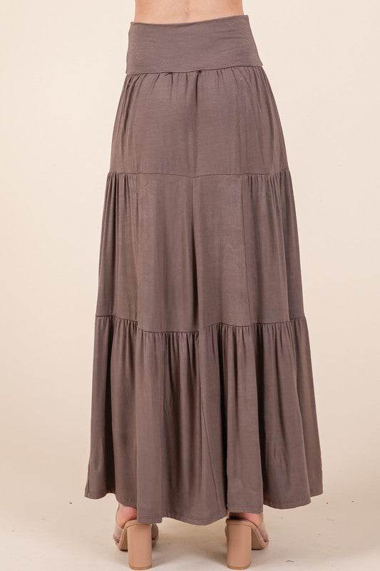 Solid Tiered Ruffle Skirt