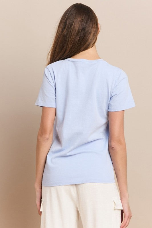 Women's Plain V-neck Cotton T-shirt