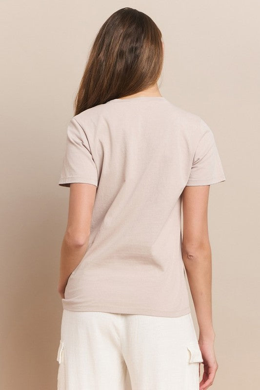 Women's Plain V-neck Cotton T-shirt