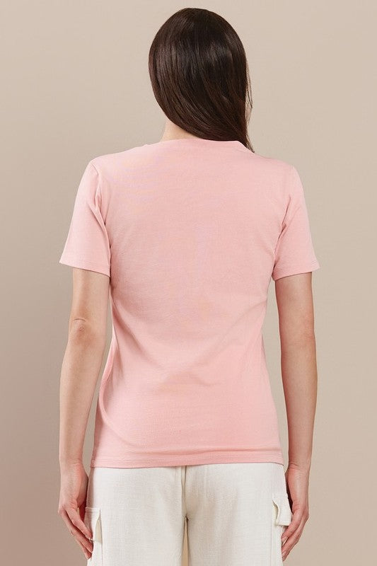 Women's Plain V-neck Cotton T-shirt