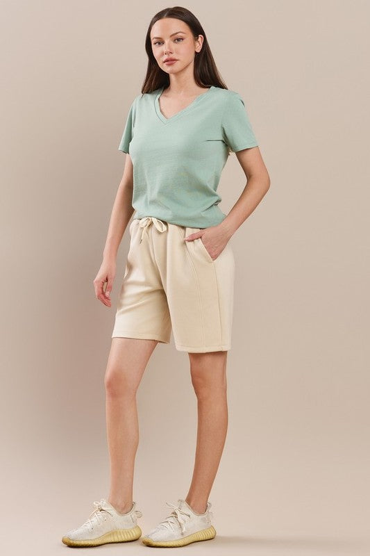 Women's Plain V-neck Cotton T-shirt