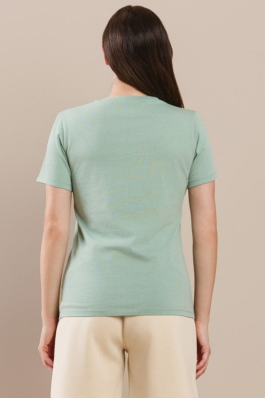 Women's Plain V-neck Cotton T-shirt