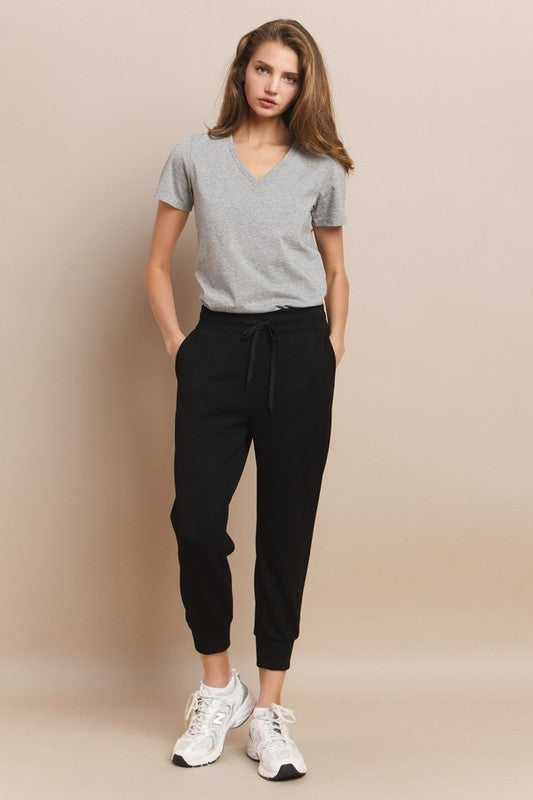 Women's Plain V-neck Cotton T-shirt