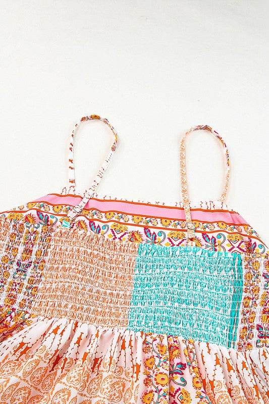 Patchwork mint coral long sundress